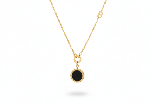 Roman Numeral Double Side Pendant With Chain