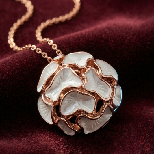 Bloom โ Rose Gold 3D Enamel Floral Necklace