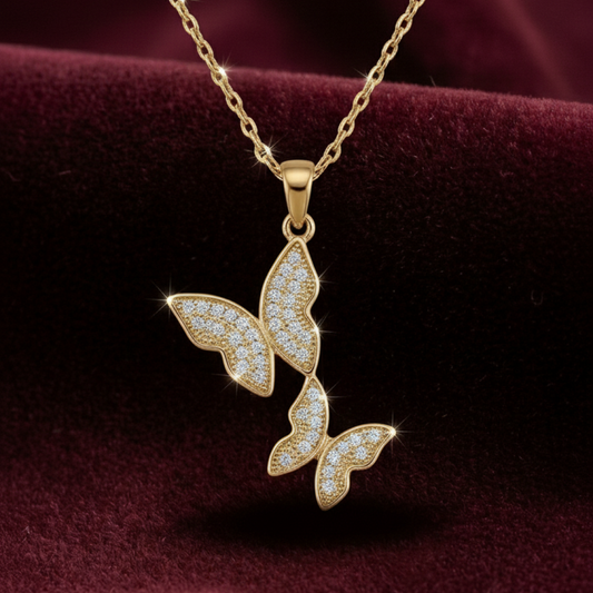 Flutter โ 18k Gold Butterfly Pendant Necklace