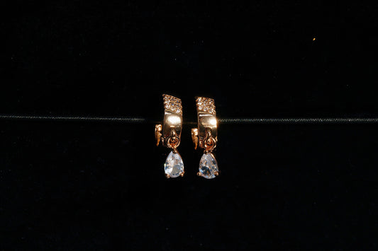 Curve Hanging American Diamond Earrings - OY JEWELLS -