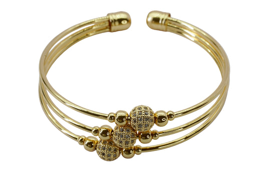 Triple Strand 18kt Gold Tone Bracelet Kada - OY JEWELLS -