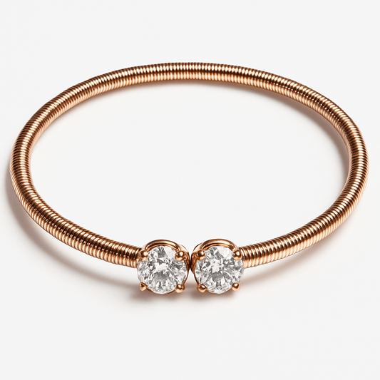 Two Stone Rose Gold Cuff Bracelets - OY JEWELLS -