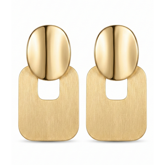 OY Jewells Gold Plated Geometric Statement Earrings for Women | Two Tone Stainless Steel Drop Earrings