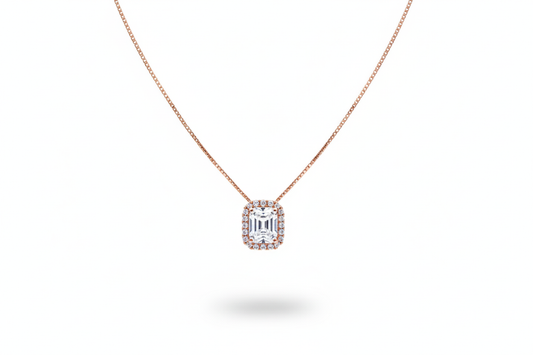 Square Cubic Diamond Pendant with Earrings Set