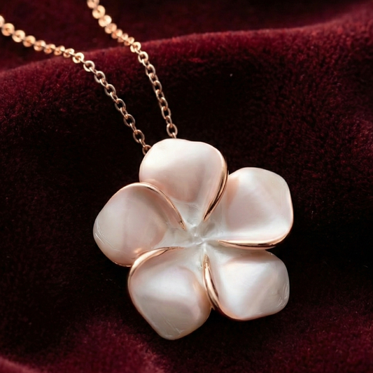 Frangipani — Rose Gold Pearlescent Pendant Necklace