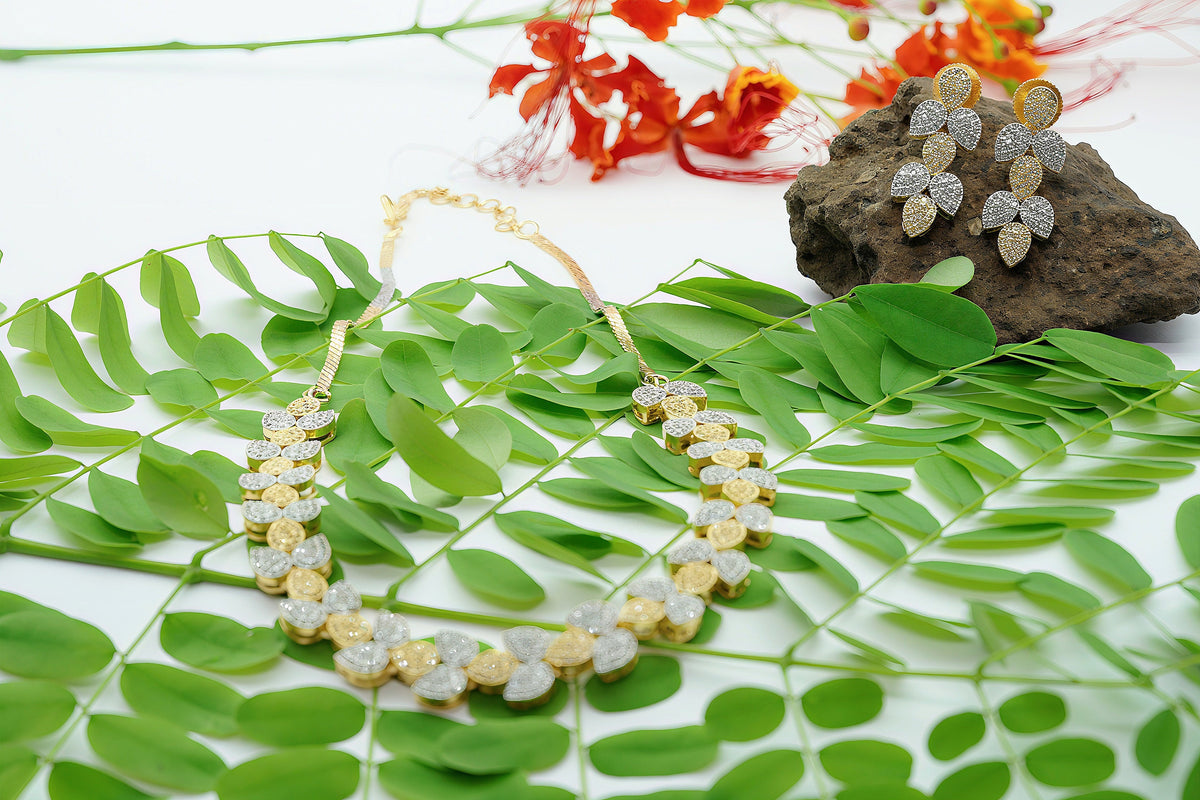 Buterfly Floral Wine Designe Chakor Set With Earings - OY JEWELLS - 