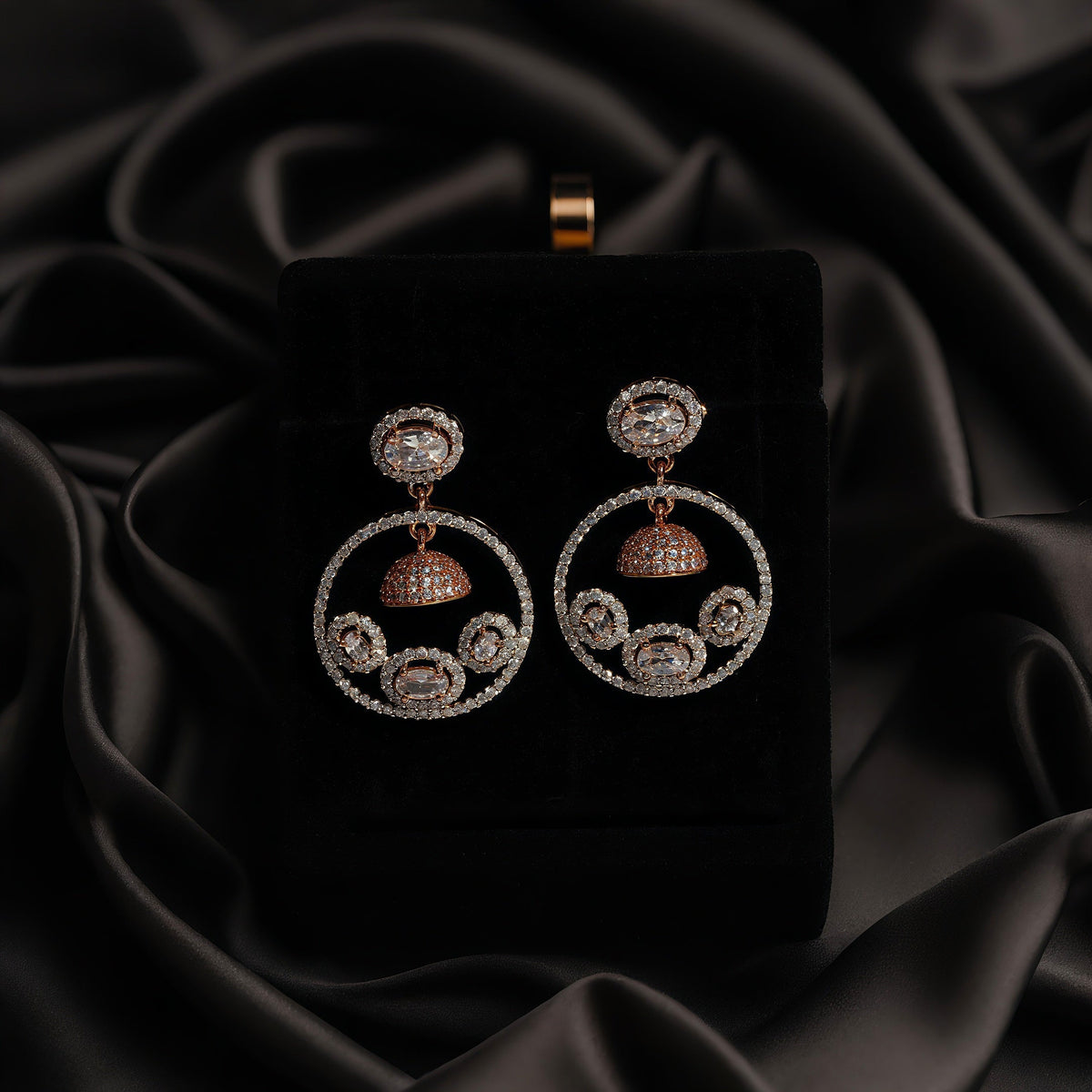 Revolving Jhumka Hoop Earrings - OY JEWELLS - 