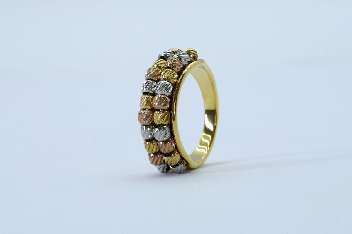 Tri - Colours Wave 18kt Bracelet Kada With Free ring - OY JEWELLS - 