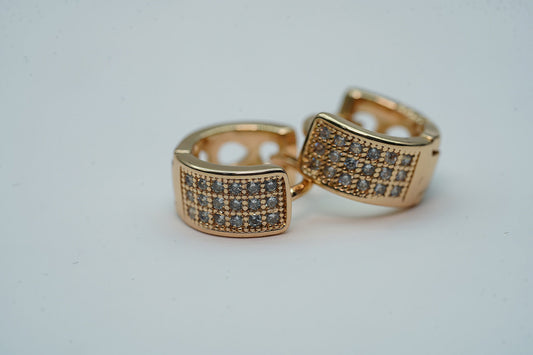 Triple Stone Semi Circle Earrings - OY JEWELLS - 